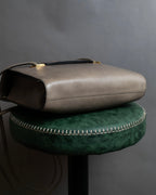 "Delvaux" Front D metal charm design horizontal leather shoulder bag