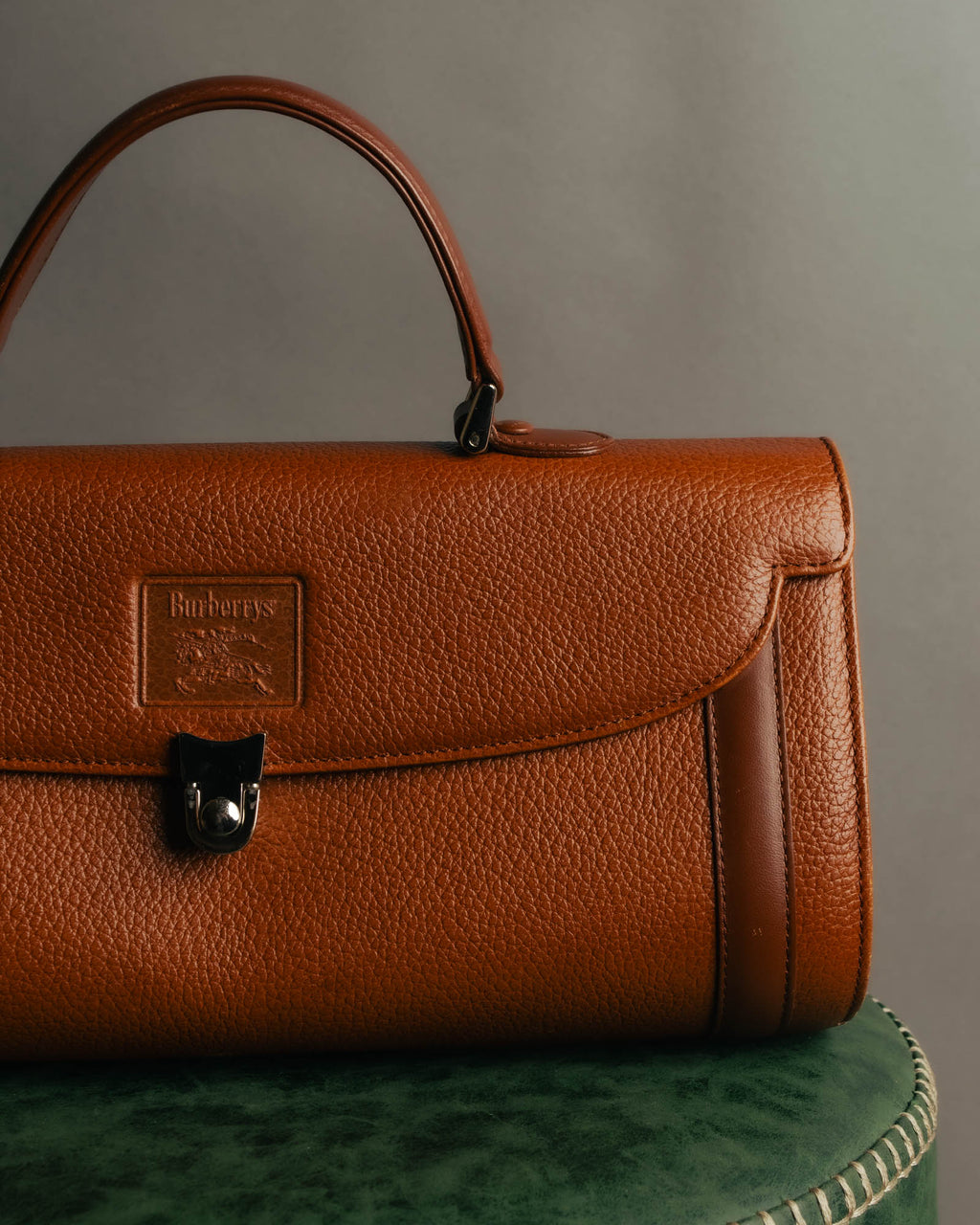 "Burberrys" 80's-90's Classic grained leather top handle handbag