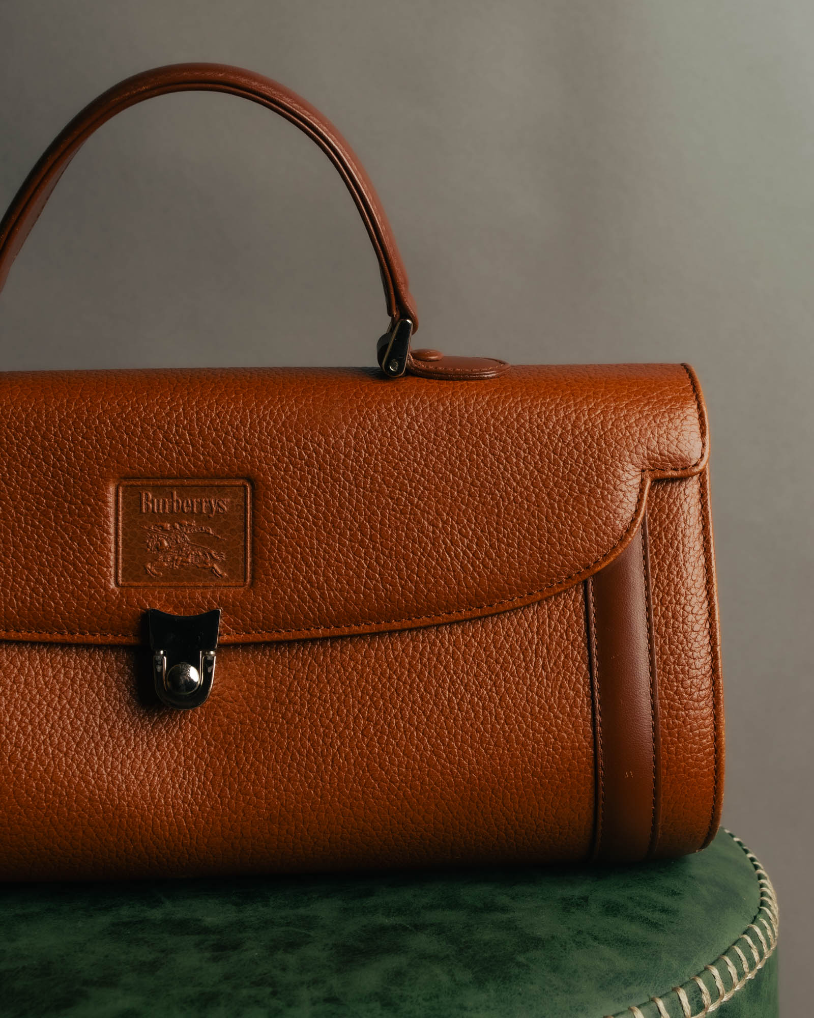"Burberrys" 80's-90's Classic grained leather top handle handbag