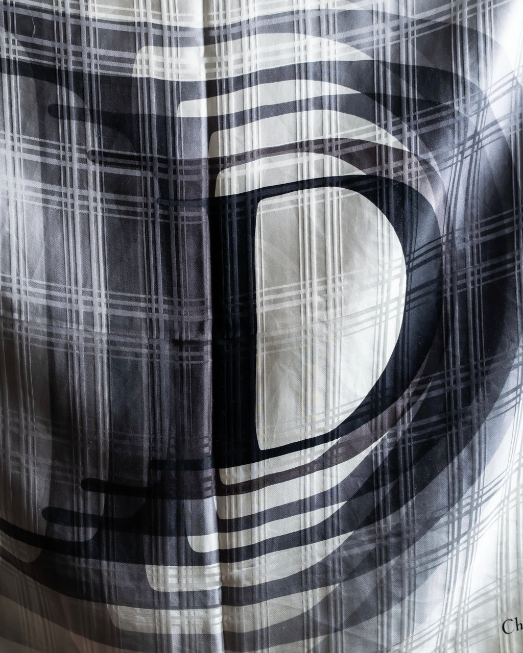 "Christian Dior" Blurred D &amp; check pattern square scarf
