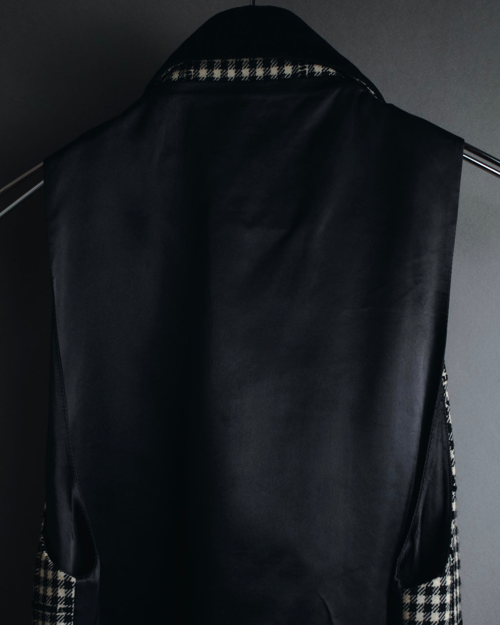 –SPECIALS– "Yves Saint Laurent" 90’s Mid gingham check velvet lapel tailored vest