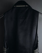–SPECIALS– "Yves Saint Laurent" 90’s Mid gingham check velvet lapel tailored vest