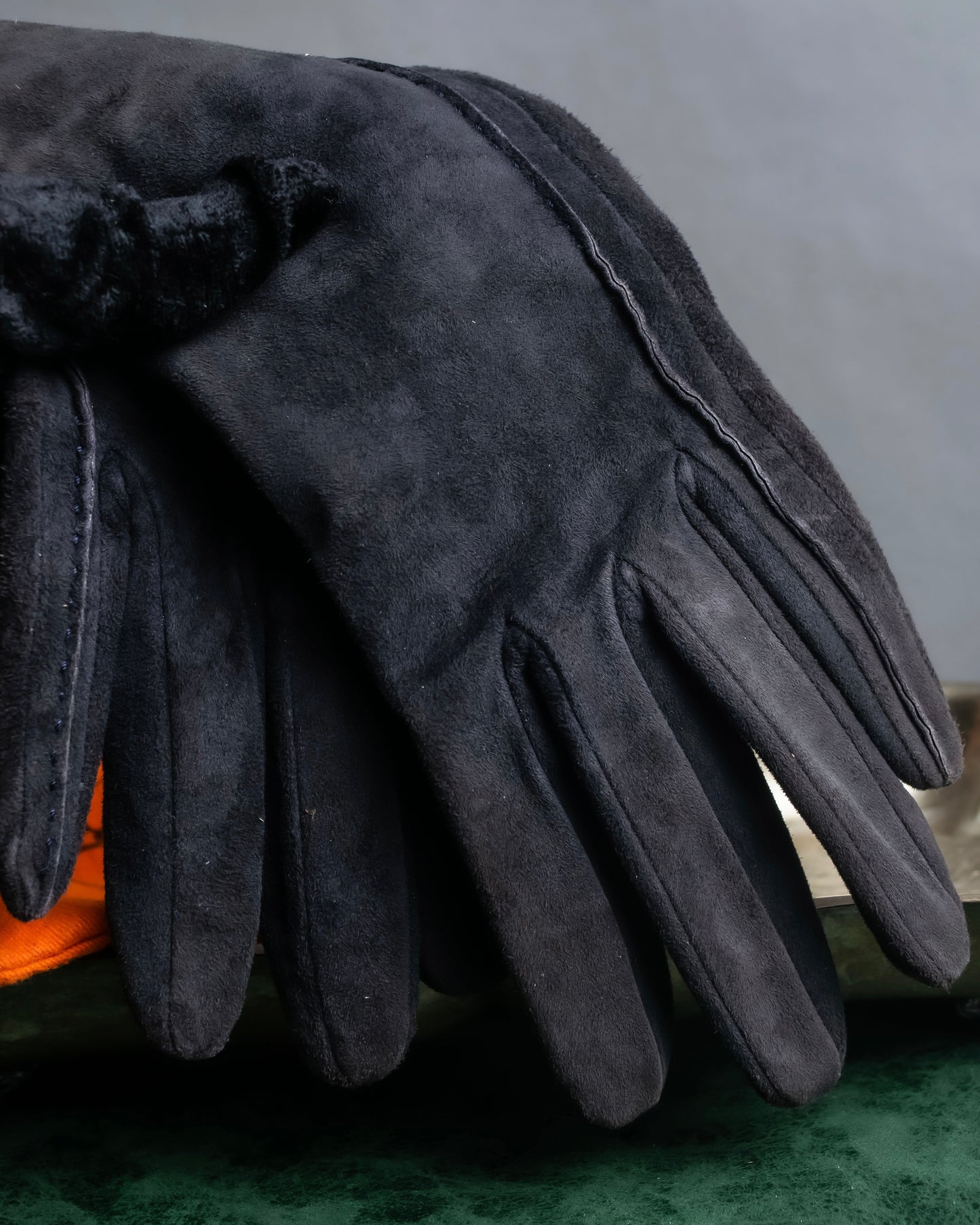 "HERMES" H motif design suede leather gloves