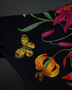 "GUCCI" Flower＆insect motif silk scarf