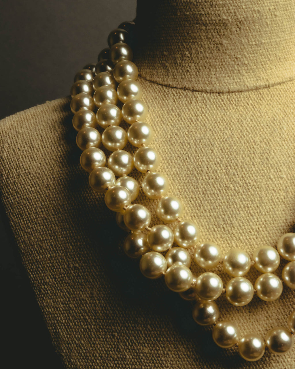 "Salvatore Ferragamo" 80's-90's Gancini three-strand pearl-style necklace