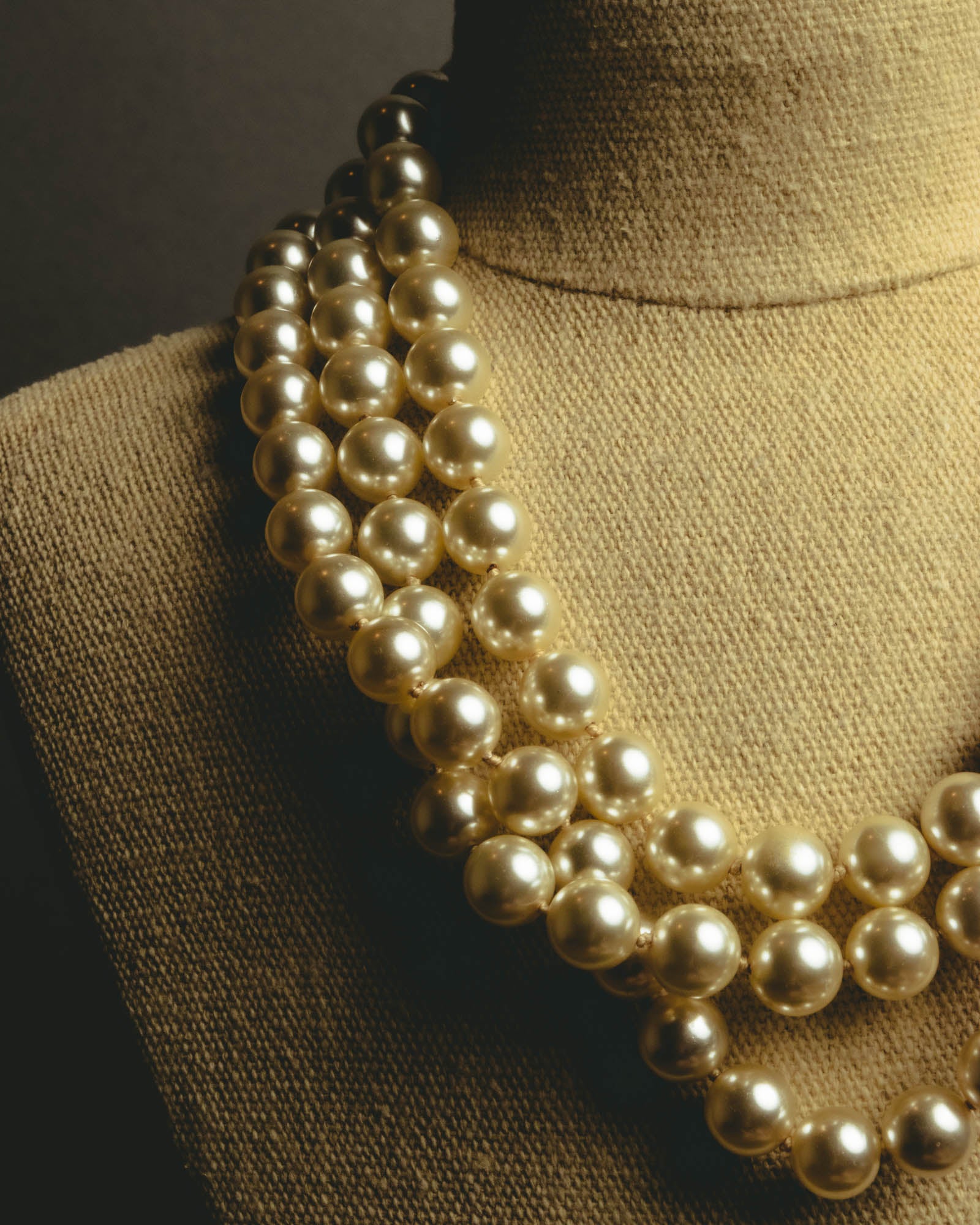 "Salvatore Ferragamo" 80's-90's Gancini three-strand pearl-style necklace