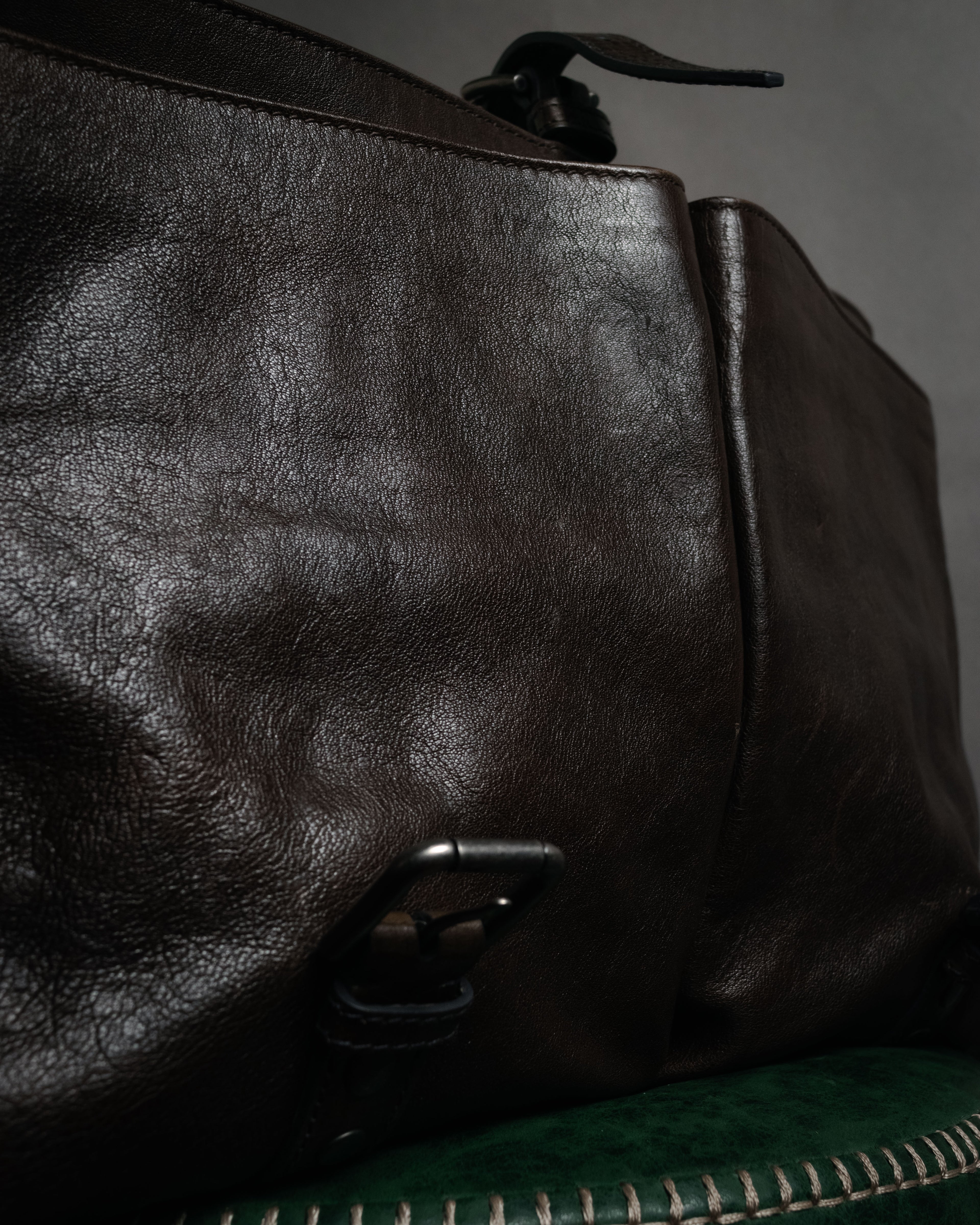 "DOLCE & GABBANA" 00’s-10’s Grained leather canvas-lined satchel bag