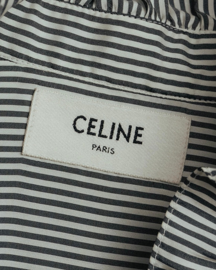 -SPECIAL- “CELINE” 2018’s silk striped ruffle bow blouse