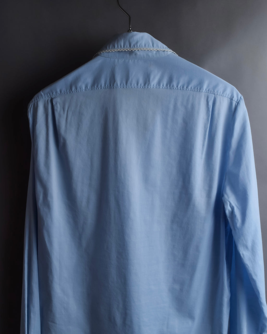 "GUCCI" Lace border design saxe blue shirt