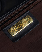 "YVES SAINT LAURENT" Hand-stitched design hair calf leather tote bag