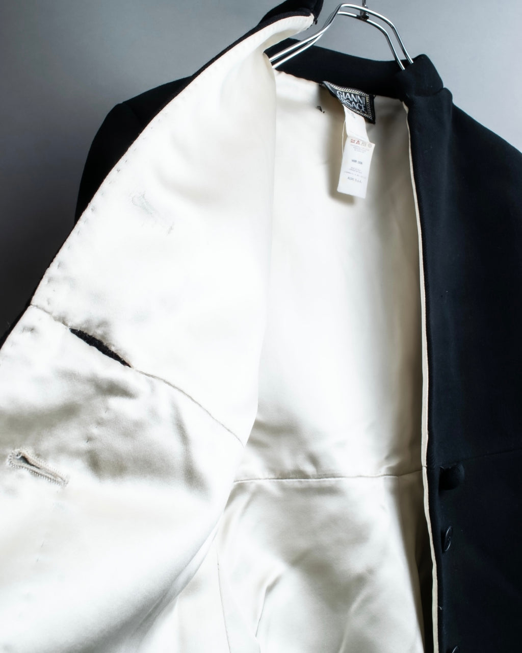 "GIANNI VERSACE couture" Collarless Luxury Wool Long Coat