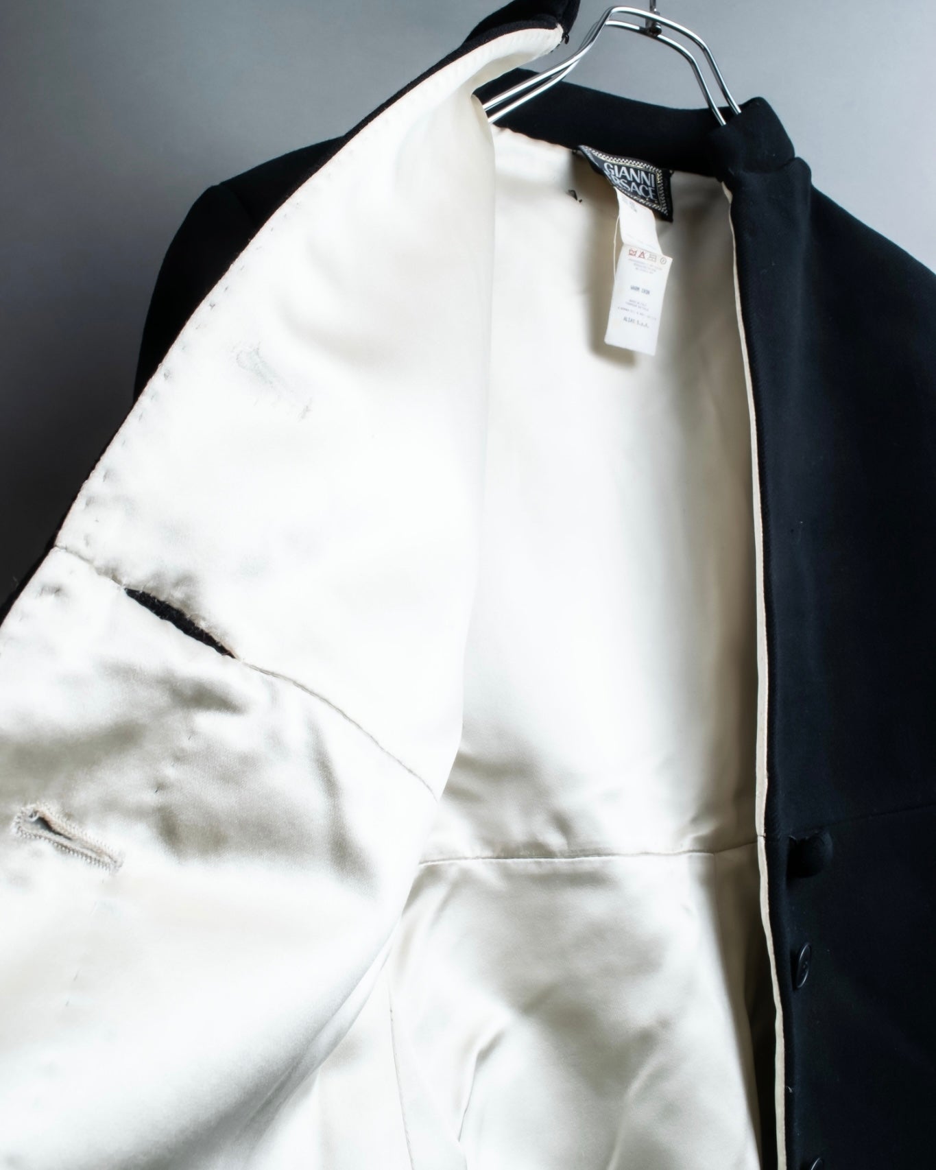 "GIANNI VERSACE couture" Collarless Luxury Wool Long Coat