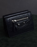 "BALENCIAGA" Motorcycle detail compact leather wallet