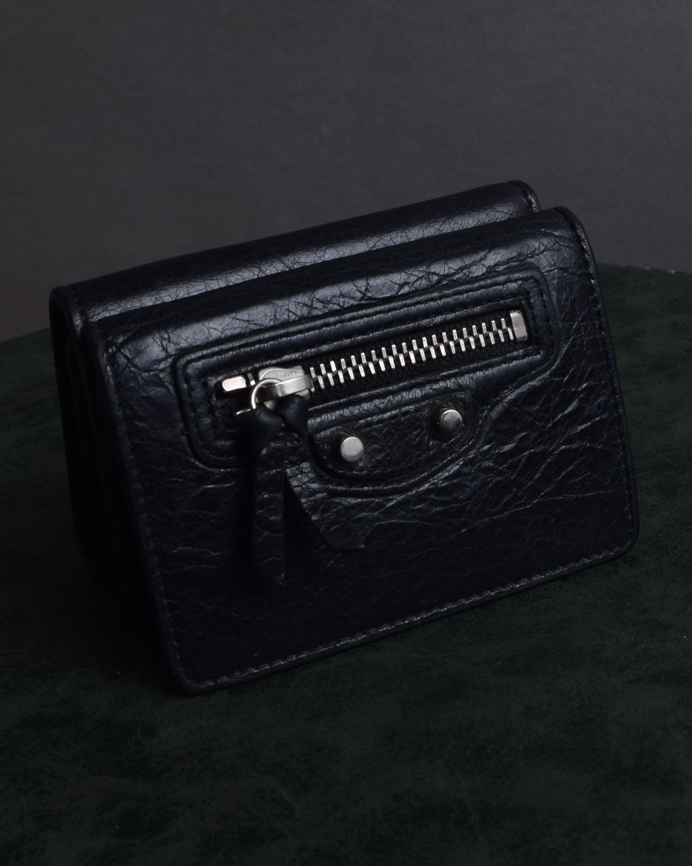 "BALENCIAGA" Motorcycle detail compact leather wallet