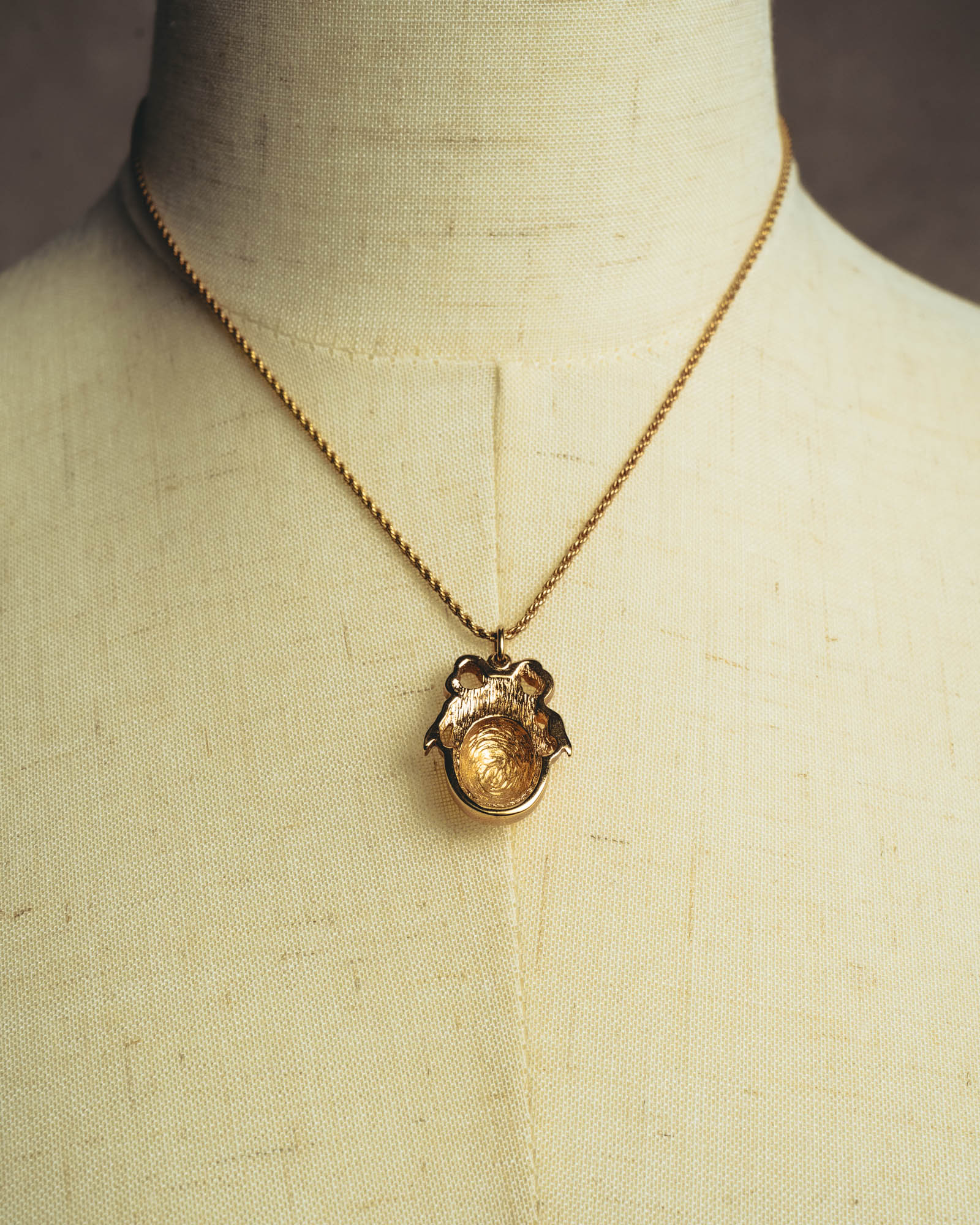 "Christian Dior" 80's-90's Gold monogram pendant necklace