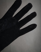 “HERMES” 90’s-00’s Gauntlet serier button suede gloves