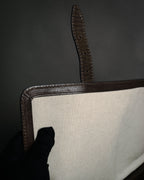 "DOLCE & GABBANA" 00’s-10’s Grained leather canvas-lined satchel bag