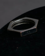 "MAISON MARGIELA" Numbered logo engraved hexagonal silver ring