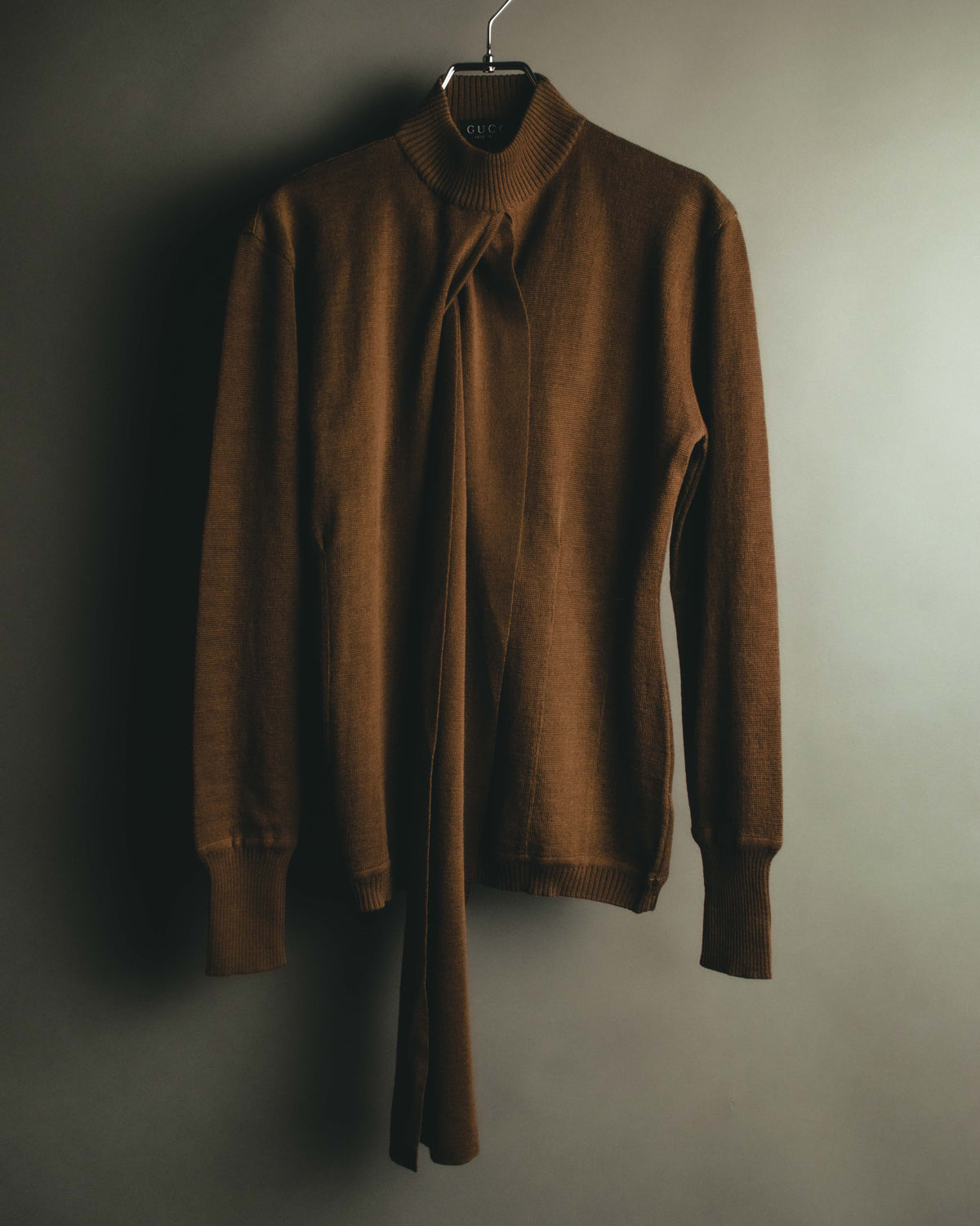 “GUCCI” Late 90’s-early 00’s scarf-neck high gauge knit sweater