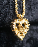 "Christian Dior" Rhinestone studded CD logo design in gold necklace