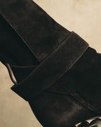 -SPECIAL- "Hermès" 90's-00's Margiela era fold-over black suede belt boots