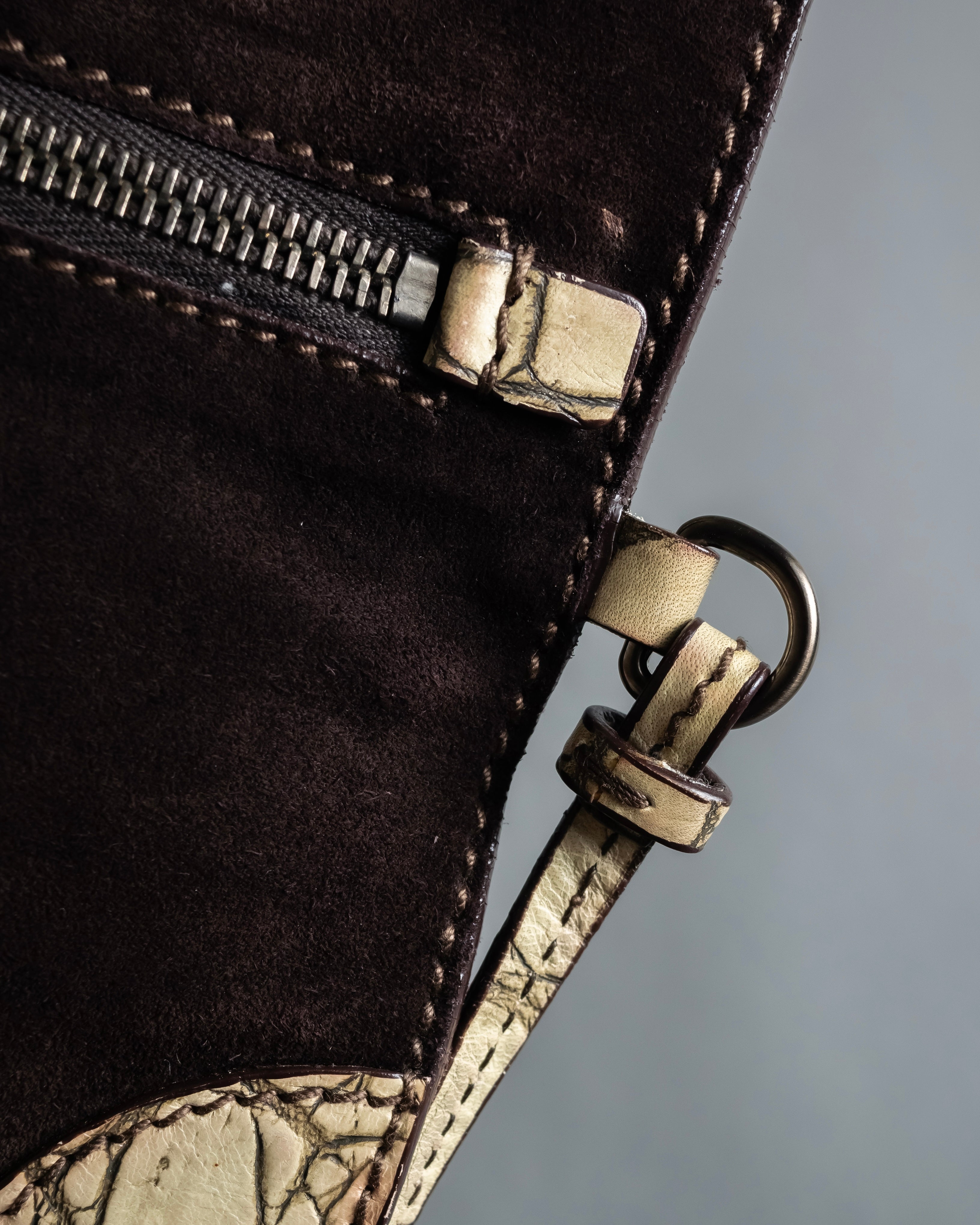 "MIU MIU" Belt strap design embossed leather hand bag