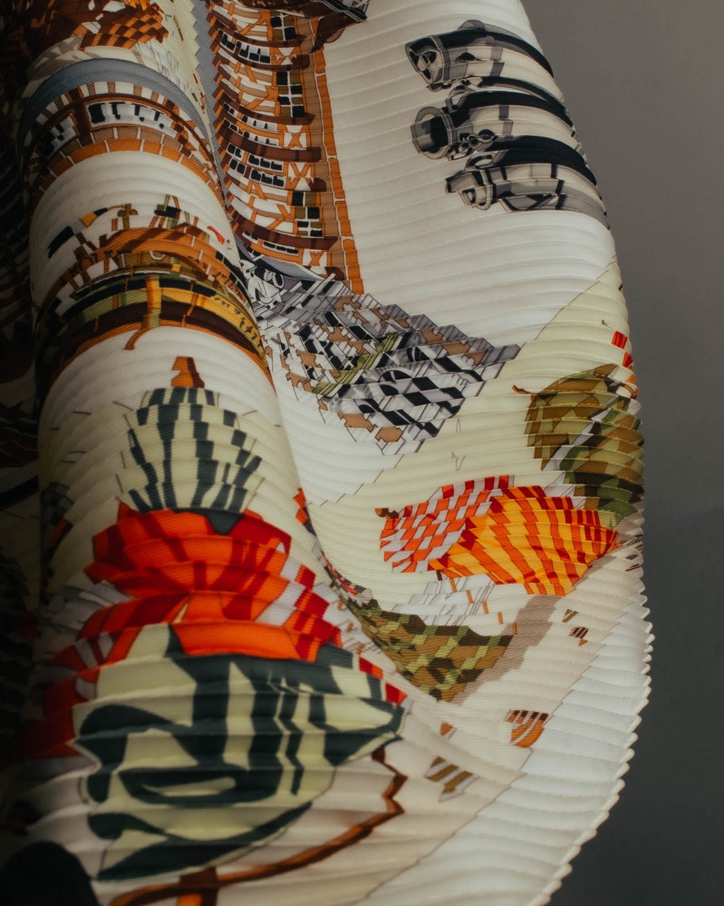 -SPECIAL- "Hermès" 90's-00's Accordion pleated scarf