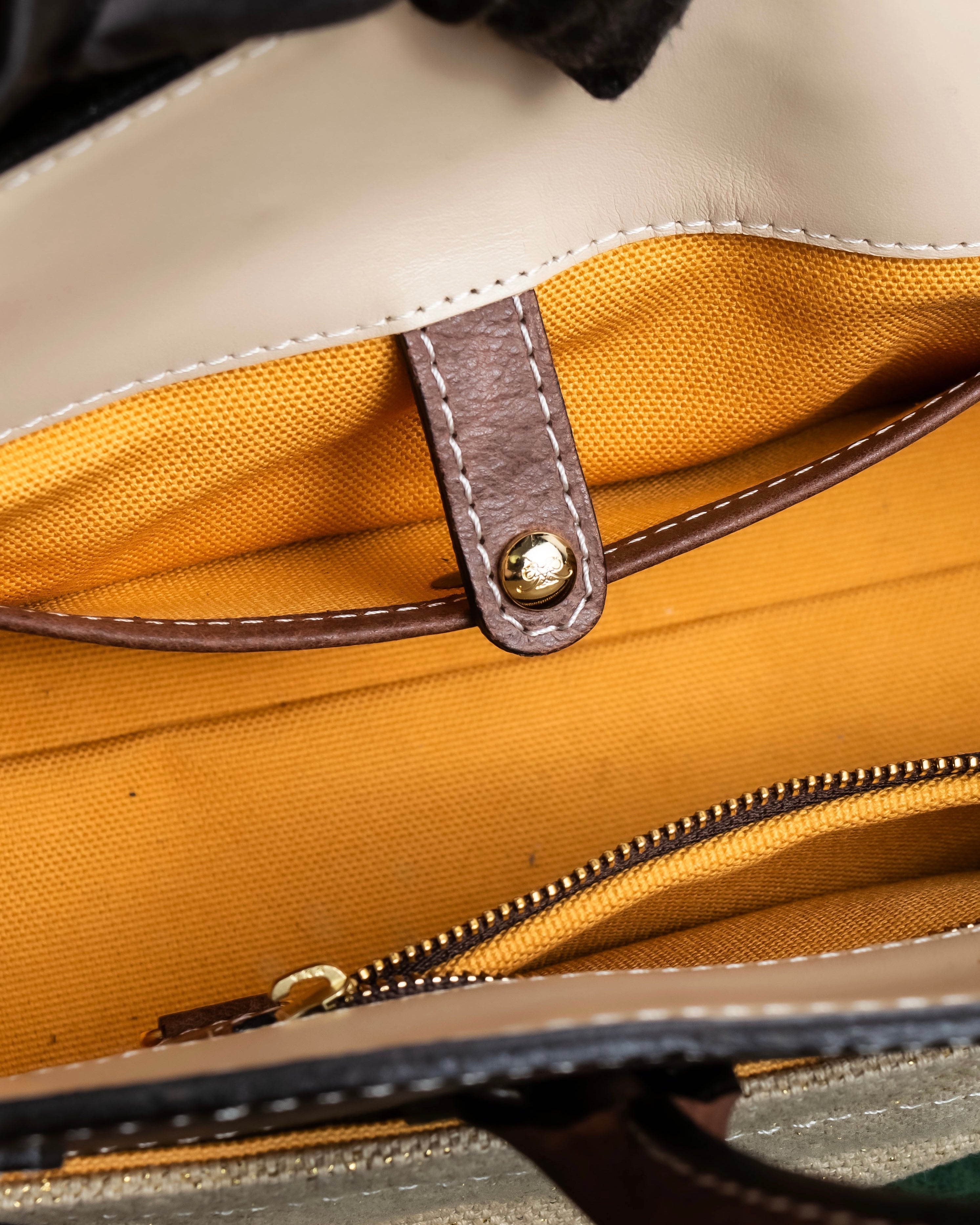 "ADMJ" Leather &amp; canvas combination 2way shoulder bag