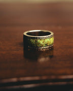 "GUCCI" 20's Ornate green inlay wide band ring