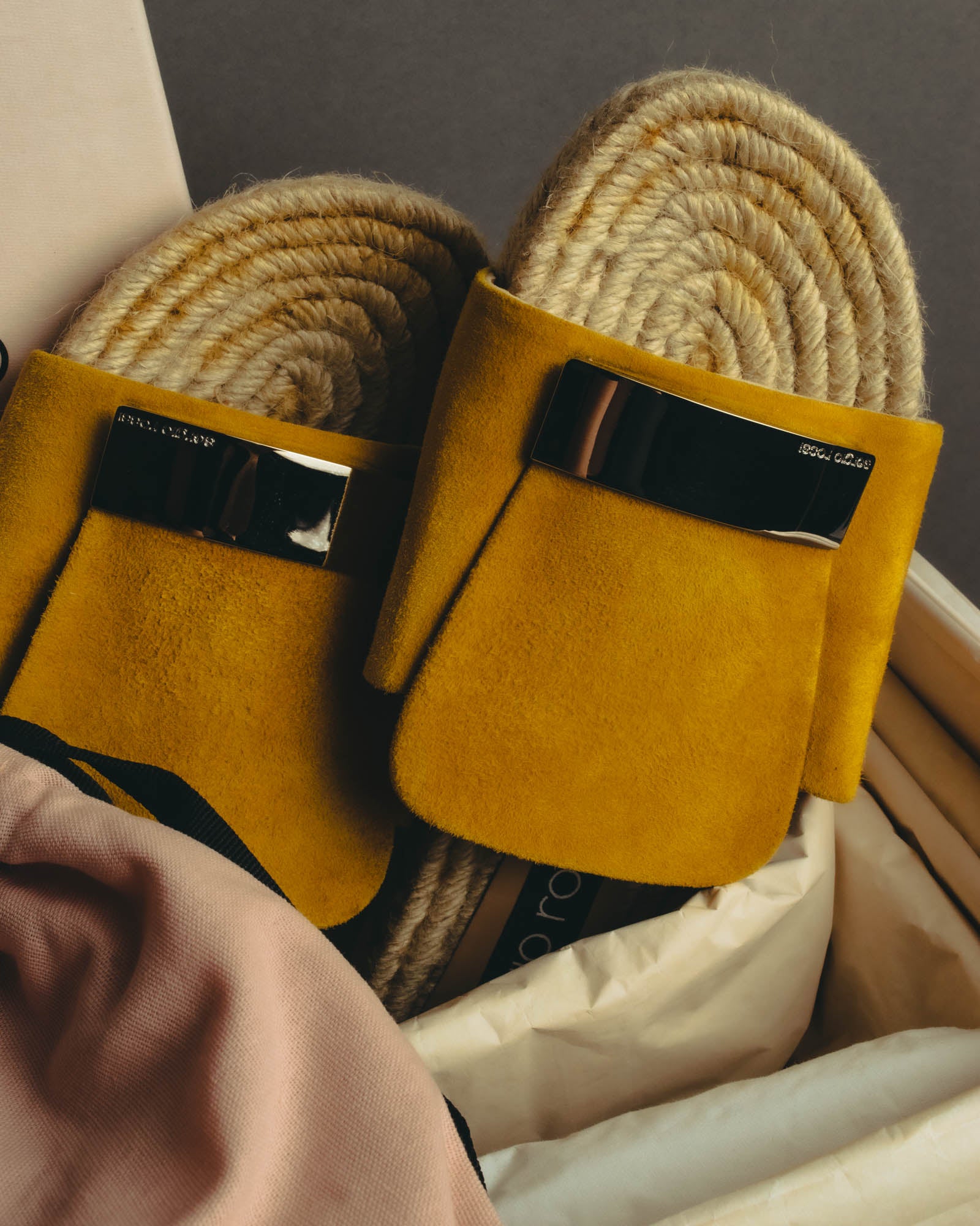 “Sergio Rossi” 2017-2023 suede sr1 espadrille slide sandals