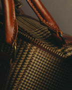 "Polo Ralph Lauren" 80's-90's Houndstooth leather trim travel bag