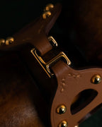 "HERMES" Chaine d'Ancre motif studs leather bracelet