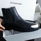 "CALVIN KLEIN" Silver metal toe cap side gore boots