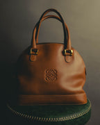"LOEWE" 80s–00's logo embossed leather handbag