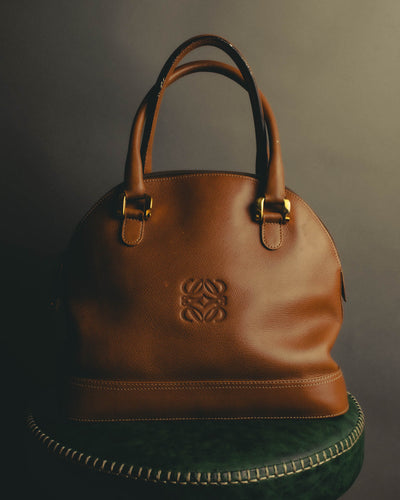 "LOEWE" 80s–00's logo embossed leather handbag