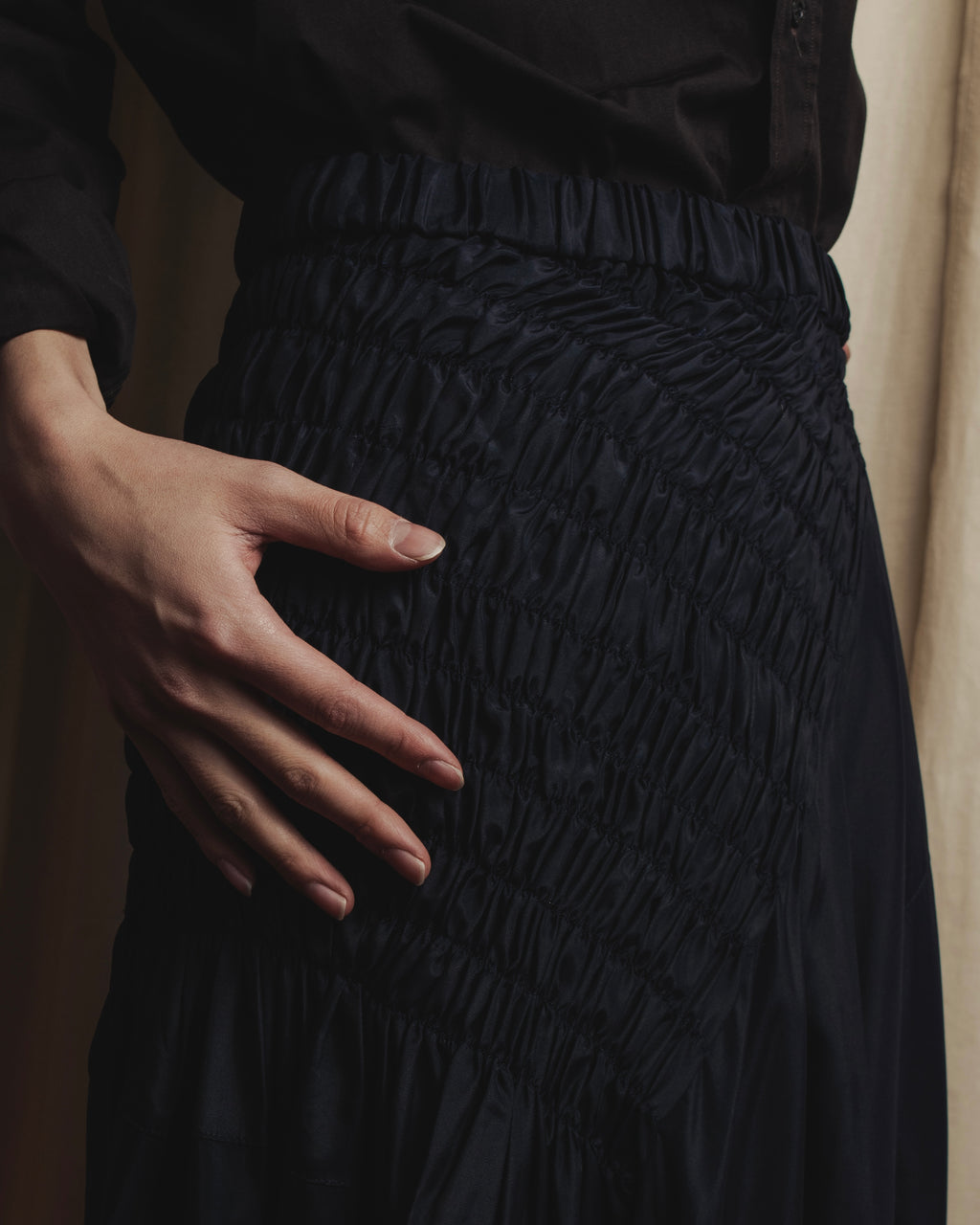 Falda asimétrica con fruncido de triacetato de los años 90 de COMME des GARÇONS