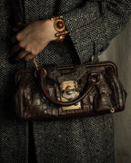 "MIU MIU" Antique design crocodile embossed leather 2way bag