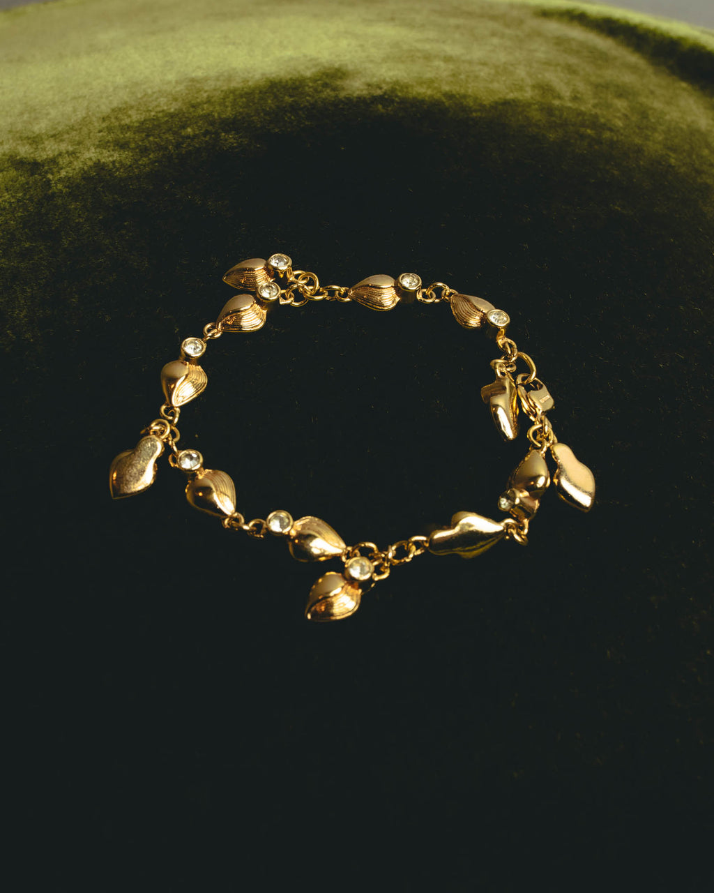 "Christian Dior" 80's-90's Sculptural leaf charm bracelet
