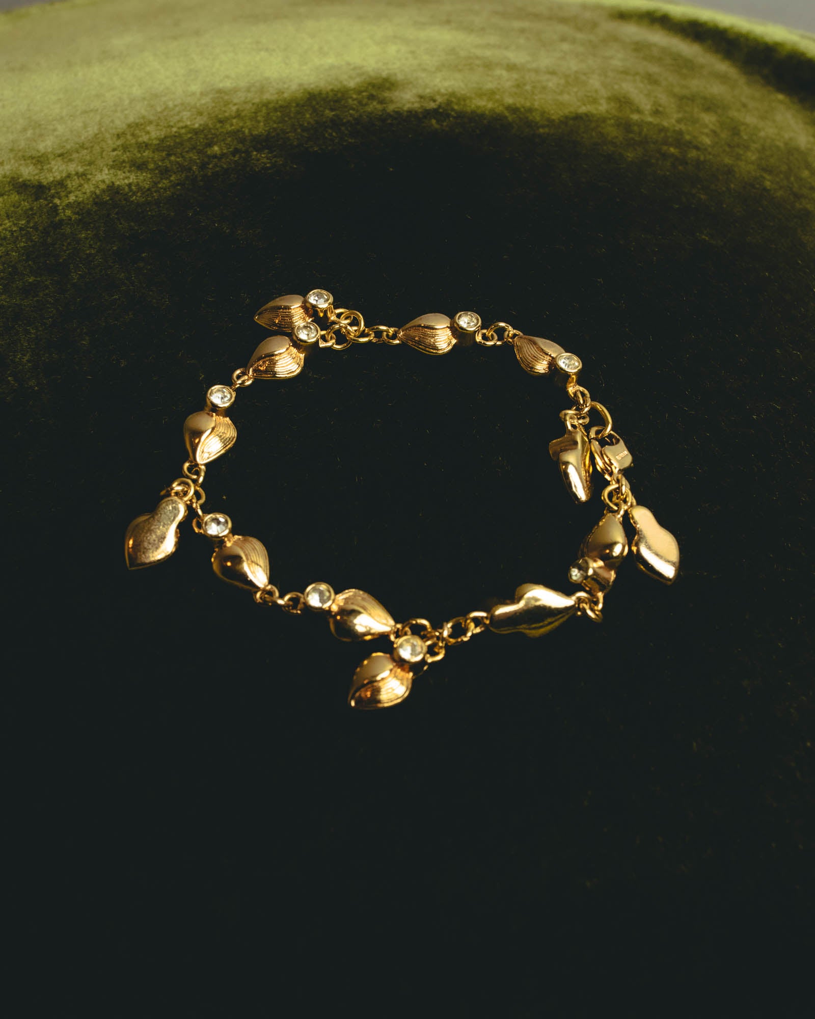"Christian Dior" 80's-90's Sculptural leaf charm bracelet