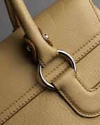"Salvatore Ferragamo" Gancini motif greige color leather hand bag