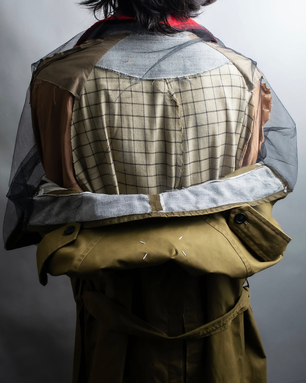 "MAISON MARGIELA" 20AW reconstructed tulle docking trench coat