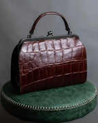 "JEAN PAUL GAULTIER" Logo engraved crocodile embossed 2way leather bag