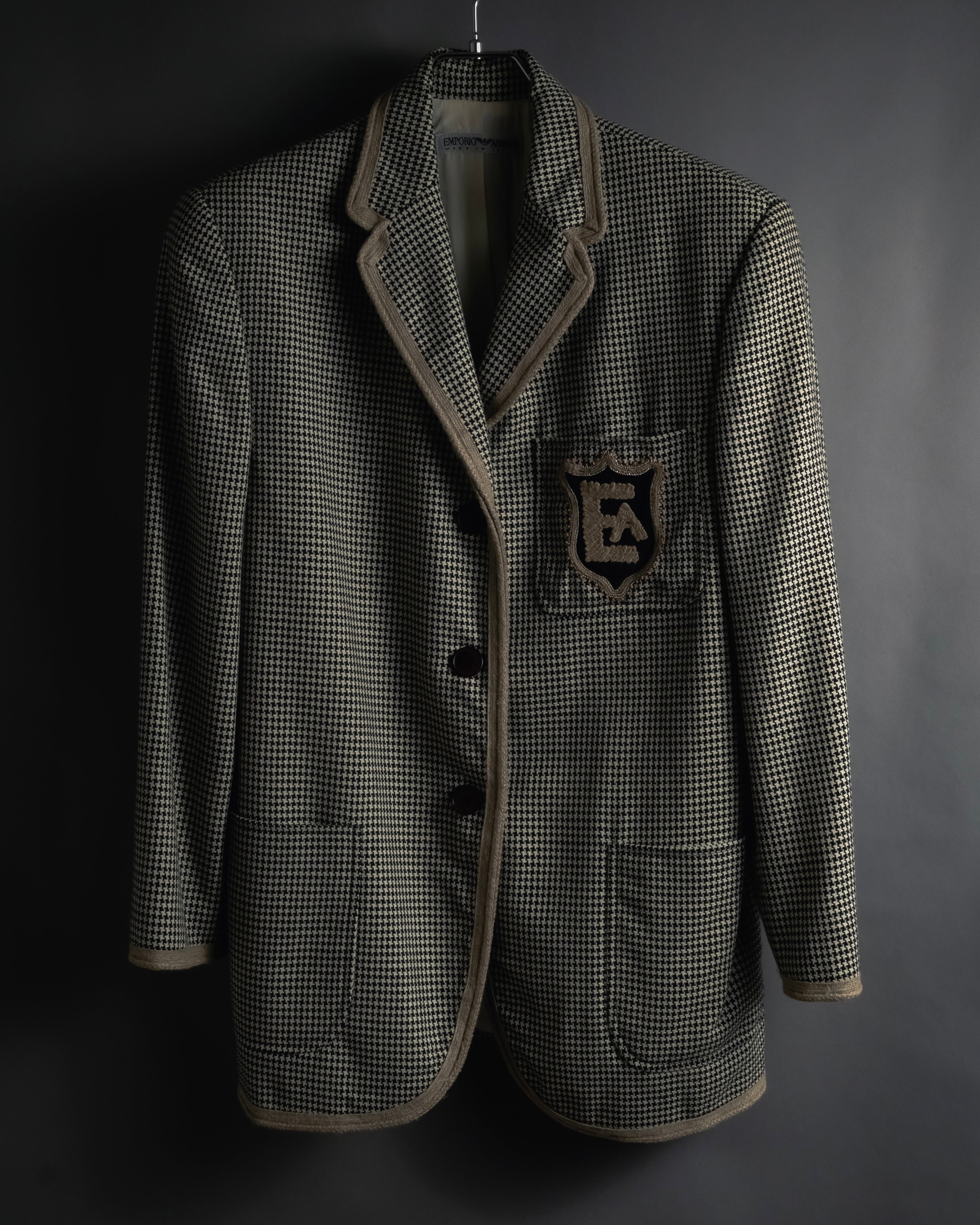 "Emporio Armani" 90’s Houndstooth piped crest blazer