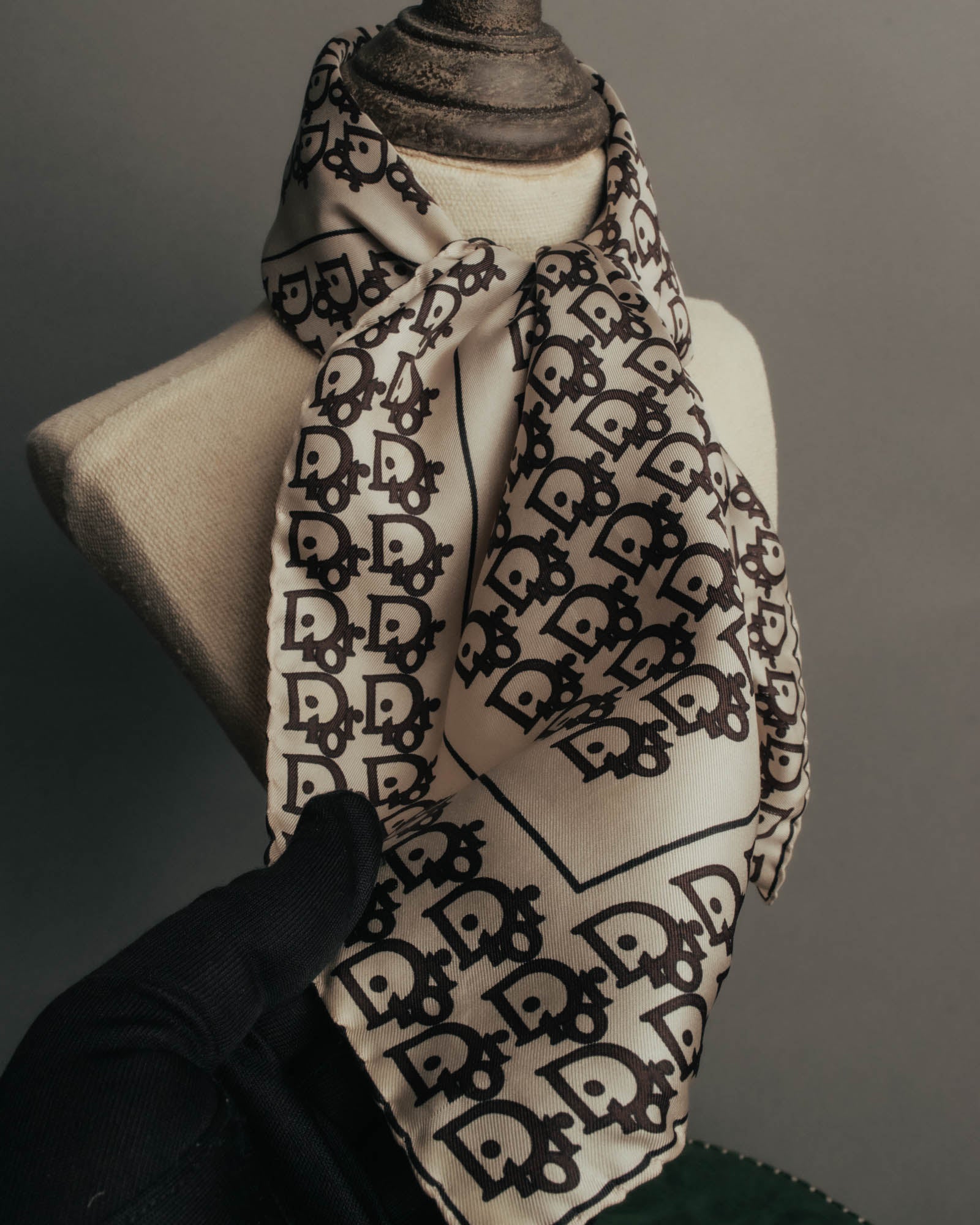 "Christian Dior" 70's-80's Oblique monogram silk scarf