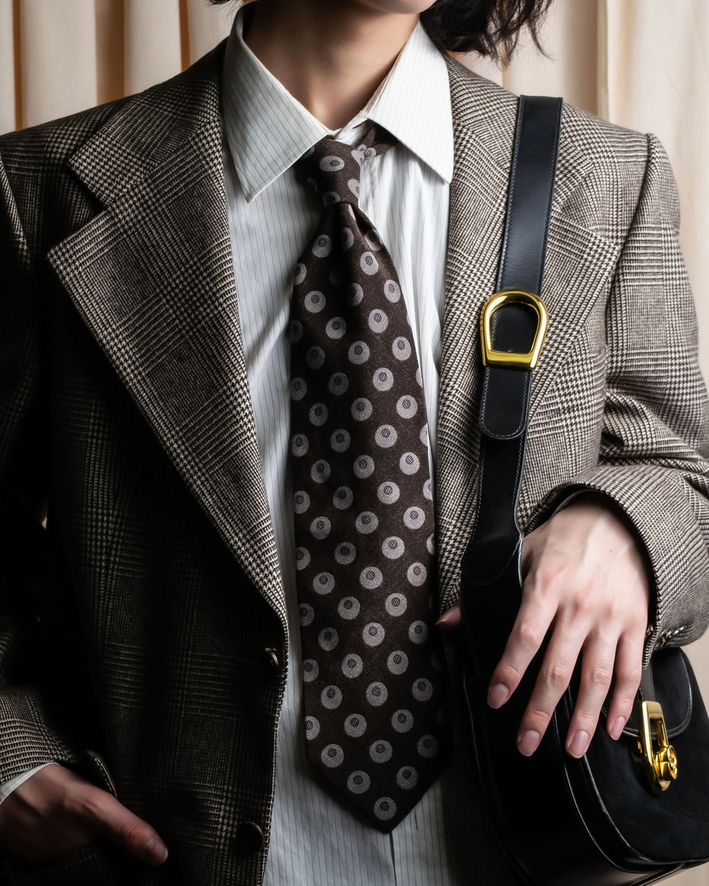 "GIORGIO ARMANI" Oval motif dot silk necktie