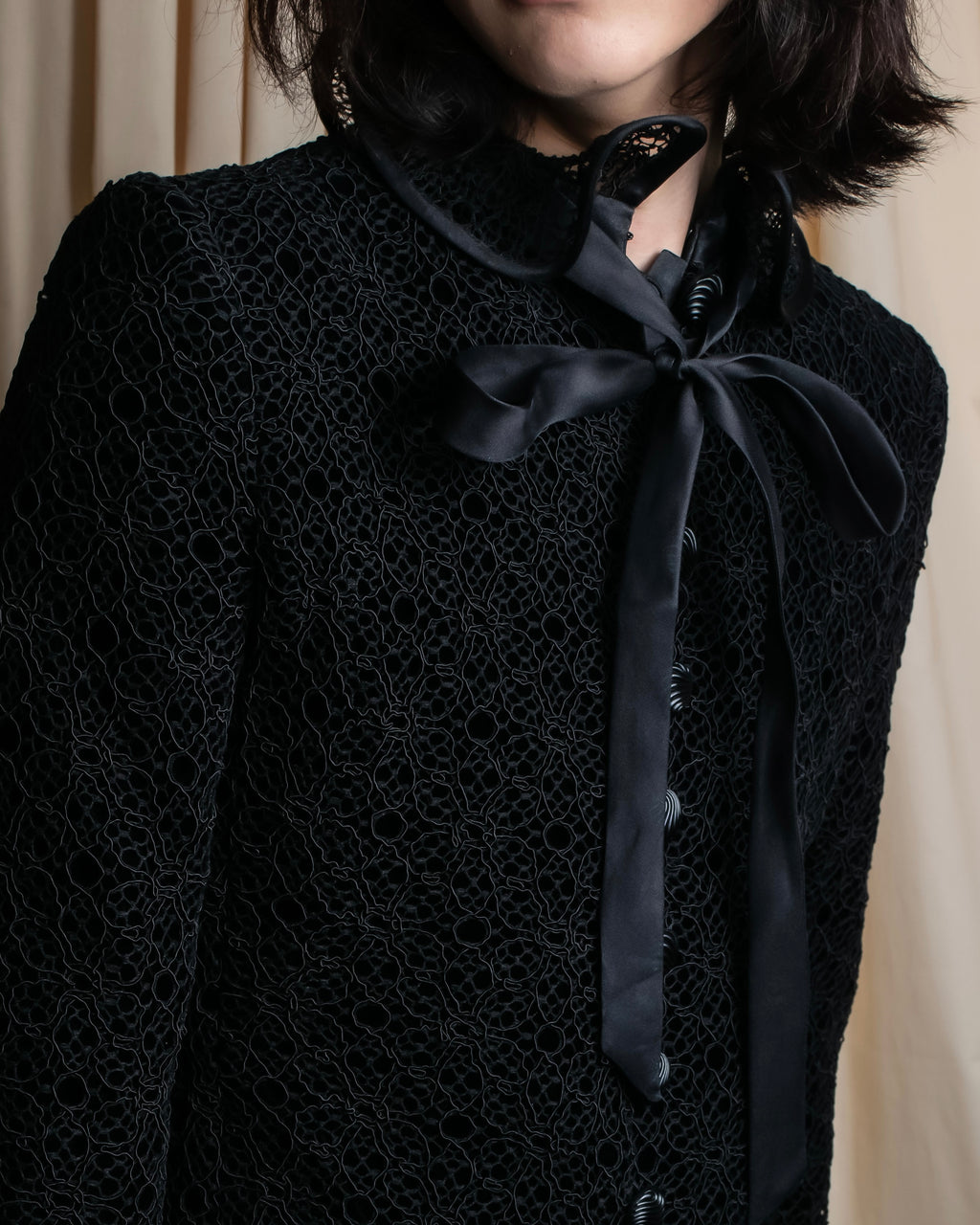 "JEAN-LOUIS SCHERRER" Lace frill design ribbon attached jacket
