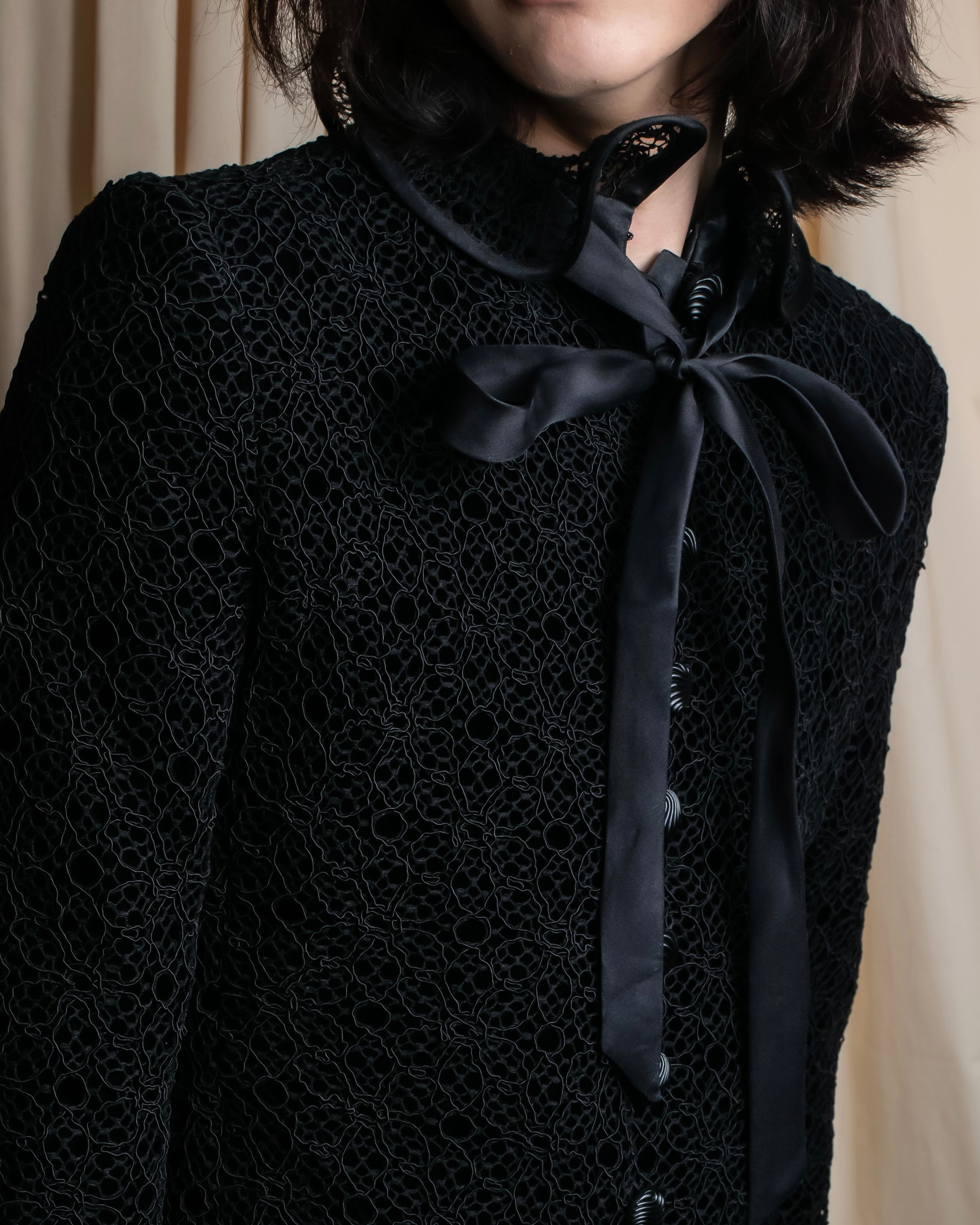 "JEAN-LOUIS SCHERRER" Lace frill design ribbon attached jacket