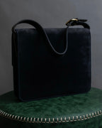 "GUCCI" Dark navy suede leather shoulder bag
