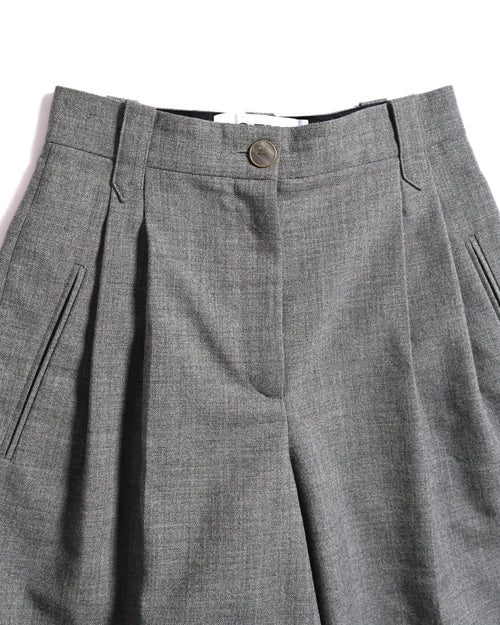 LOEWE/ 2019AW Two Tuck Wool Wide Shorts Gray