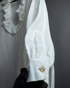 "GUCCI" Michele period ruffle round collar linen pullover shirt